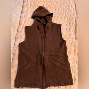 Woolrich Dark Brown 100% Wool Hooded Vest